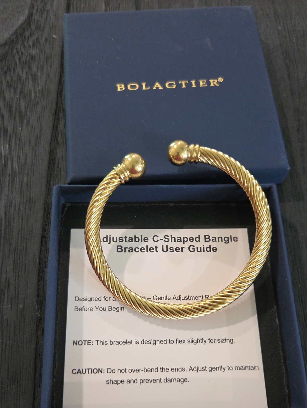 Bolagtier Gold Twisted C-Shaped Bangle Bracelet